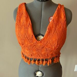 Boho Orange Crop Top